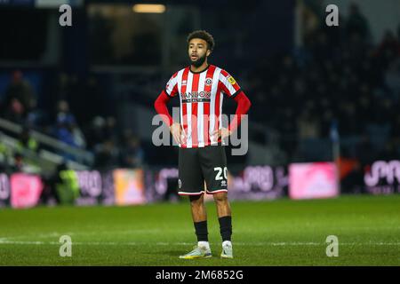 London, Großbritannien. 02. Januar 2023. Jayden Bogle #20 von Sheffield United während des Sky Bet Championship-Spiels Queens Park Rangers vs Sheffield United im Kiyan Prince Foundation Stadium, London, Großbritannien, 2. Januar 2023 (Foto von Arron Gent/News Images) in London, Vereinigtes Königreich, 1/2/2023. (Foto: Arron Gent/News Images/Sipa USA) Guthaben: SIPA USA/Alamy Live News Stockfoto