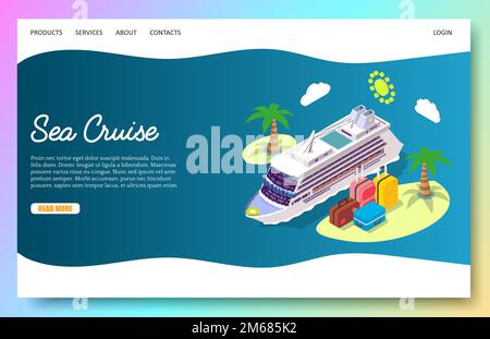 Design-Vorlage für Landing-Page-Vektor-Website für Seeschifffahrt Stock Vektor