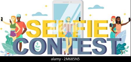 Selfie-Wettbewerb Vektor-Design-Illustration im flachen Stil Stock Vektor