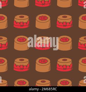Nian gao, chinesische Neujahrskuchen-Vektordarstellung. Chinesisches Neujahrsdessert Niangao im Doodle-Stil. Stock Vektor