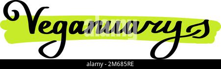 Vegane handgezeichnete Textanzeige mit grünen Vektorbuchstaben. Kalligraphische vegane Illustration Stock Vektor