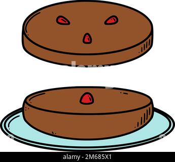 Nian gao, chinesische Neujahrskuchen-Vektordarstellung. Chinesisches Neujahrsdessert Niangao im Doodle-Stil. Stock Vektor