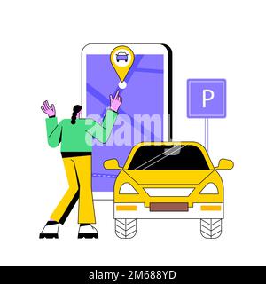 Selbstparken Auto System abstrakt Konzept Vektor Illustration. Automated parking car System, Self-parking Fahrzeug, intelligente fahrerlose Technologie, Autonom Stock Vektor