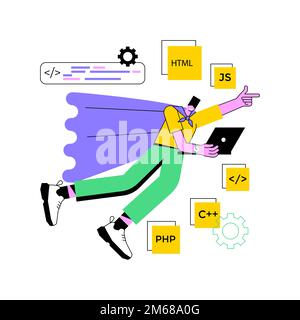 Fortgeschrittene Computer-Fähigkeiten abstraktes Konzept Vektor Illustration. Qualifikationsanforderungen, fortgeschrittene Kenntnisse der Informatik, IT-Fachausbildung, pro Stock Vektor