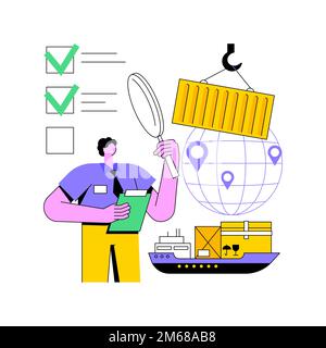 Abstrakte Konzeptdarstellung für Exportkontrolle. Lizenzdienstleistungen, Warenausfuhr, Software und Technologie, nationale Sicherheit, Lagerhaltung Stock Vektor