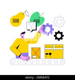 Sortiersysteme abstrakte Konzept Vektor Illustration. Produktsortierung, Fördersystem, automatisierter Sortierprozess, Produktidentifikation, l Stock Vektor