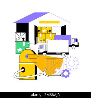 Abstrakte Konzeptdarstellung Lagerlogistik. Automatisierung Lagerservice, Paketannahme und Kommissionierung, Sortierung und Versand, Box d Stock Vektor