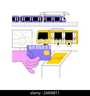 Öffentlicher Verkehr Reise Pass Karte abstrakte Konzept Vektor Illustration. Tageskarte, Transport-Chipkarte, Mehrfahrkarte, monatlicher Zugang, Stock Vektor