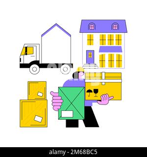 Umzugshaus Dienstleistungen abstraktes Konzept Vektor Illustration. Tür-zu-Tür-Umzüge, Movers Service, Verpackungsservice, Umzug, Immobilien, Versand Stock Vektor