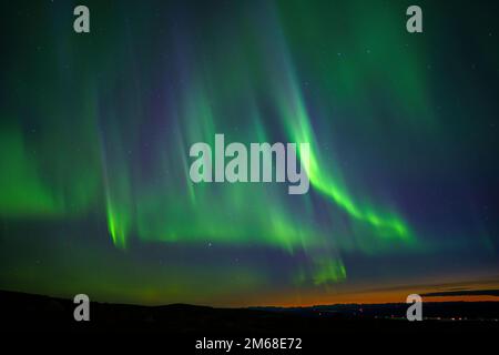 Nordlicht, Aurora borealis auf Mount Dundret, Gällivare, Schwedisches Lappland, Schweden Stockfoto