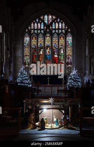 Weihnachten in der St. Marys Church (innen), Cottingham, East Yorkshire Stockfoto