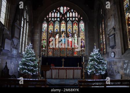 Weihnachten in der St. Marys Church (innen), Cottingham, East Yorkshire Stockfoto