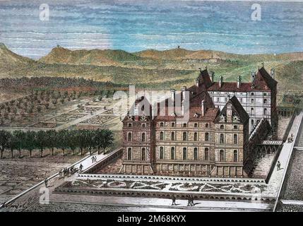 vue du Chateau de Rosny (seine et Oise) - Chateau de Rosny-sur-seine Stockfoto