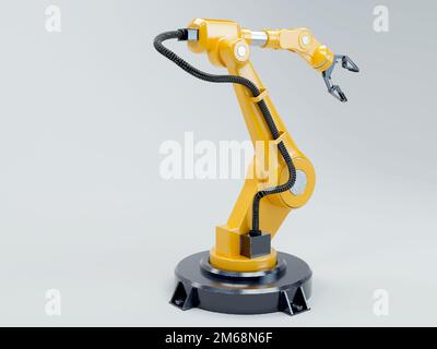 Ein Roboterarm auf einem isolierten weißen Hintergrund - 3D-Rendering Stockfoto