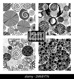 Satz nahtloser grafischer Hintergründe. Muster aus einfarbigen Kreisen. Vektordarstellung Stock Vektor