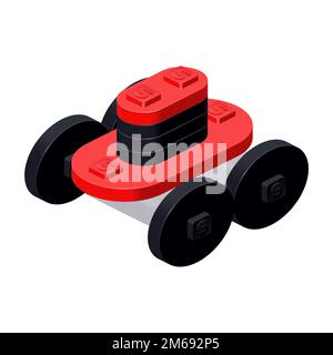 Mähroboter, montiert aus Kunststoffziegeln. Vektor-Clipart Stock Vektor