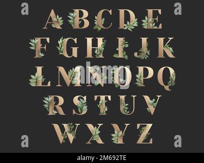 Botanische Hauptstadt Alphabet Sammlung Vektor Stock Vektor