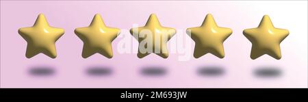 5 Sterne. Symbol "Prüfen". Tonbewertung. Beste Bewertung. 3D-Vektordarstellung. EPS10 Stock Vektor