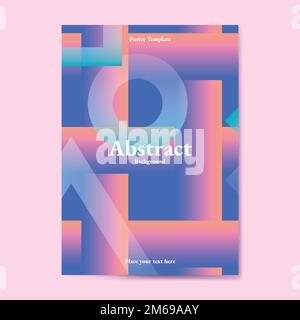 Bläulich geometrisch abstrakt gemusterter Postervektor Stock Vektor