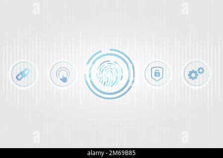 Hintergrundvektor zur biometrischen Identität des Blue-Finger-Scans Stock Vektor