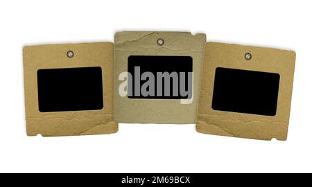 Drei Grunge-Folien auf dem weißen Hintergrund isoliert Stockfoto