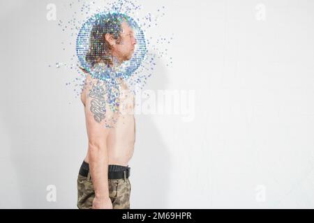 Männlicher Körper, der künstliche Intelligenz illustriert Stockfoto
