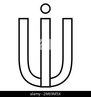 Logo-Zeichen iu ui-Symbol, nft Interlaced Buchstaben i U Stock Vektor