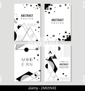 Moderne abstrakte schwarz-weiße geometrische Poster Vorlagen Set Stock Vektor