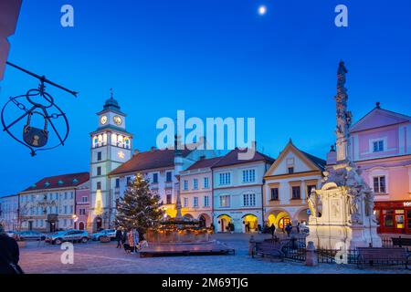 Masarykovo Namesti, mestska pamatkova Zona, Trebon, Jizni Cechy, Ceska Republika/Masaryk-platz, geschützten Stadt finden, die Stadt Trebon, Südböhmen, Stockfoto