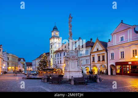 Masarykovo Namesti, mestska pamatkova Zona, Trebon, Jizni Cechy, Ceska Republika/Masaryk-platz, geschützten Stadt finden, die Stadt Trebon, Südböhmen, Stockfoto