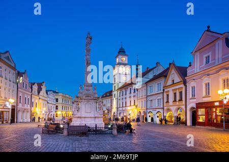 Masarykovo Namesti, mestska pamatkova Zona, Trebon, Jizni Cechy, Ceska Republika/Masaryk-platz, geschützten Stadt finden, die Stadt Trebon, Südböhmen, Stockfoto