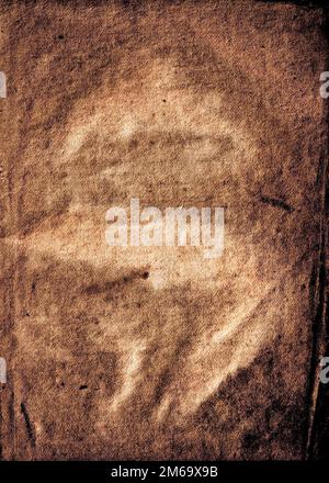 Altes, kollabierendes Papier mit Rissen und Kratzern Stockfoto