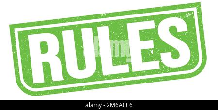 REGELTEXT auf grünem Stempelschild. Stockfoto