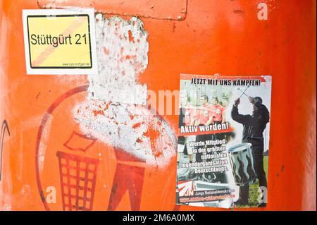 Der Right-Wing-Party-npd kopiert stuttgart-Aufkleber 21 Stockfoto