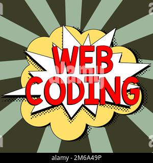 Konzeptionelle Darstellung Web-Codierung. Konzeptionelle Fotoarbeit im Zusammenhang mit der Entwicklung einer Website für das Internet Stockfoto