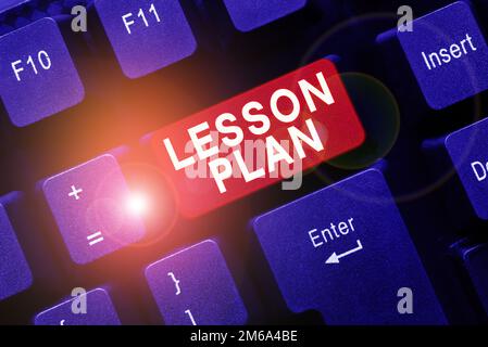 Konzeptionelle Darstellung Lektionsplan. Geschäftsansatz eine detaillierte Beschreibung des Unterrichts durch den Lehrer Stockfoto