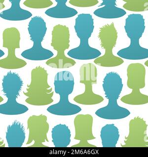 Nahtlose Muster sozialer Silhouetten, Vektor, EPS8 Stockfoto