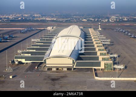 Flughafen Bangkok, neues Passagierterminal namens Midfield Satellite Concourse. Erweiterung des Suvarnabhumi Airport Bangkok Airport. Satellit von Terminal 1. Stockfoto