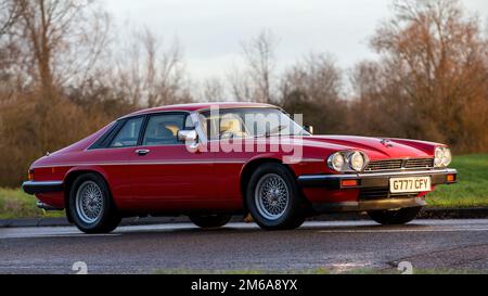 Jaguar XJS Klassiker in Rot aus dem Jahr 1989 Stockfoto