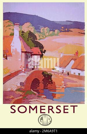 Vintage Great Western Railway – Reiseposter für Reisen nach Somerset, West Country Stockfoto