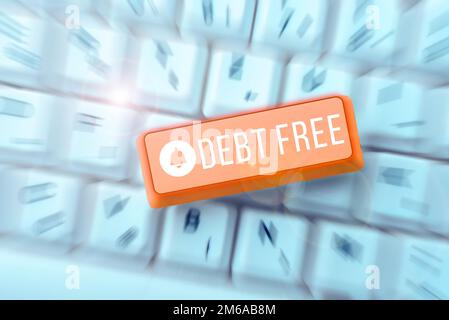 Schreiben mit dem Text „Debt Free“. Geschäftskonzept finanzielle Freiheit ohne Geld erfolgreiches Geschäft Stockfoto