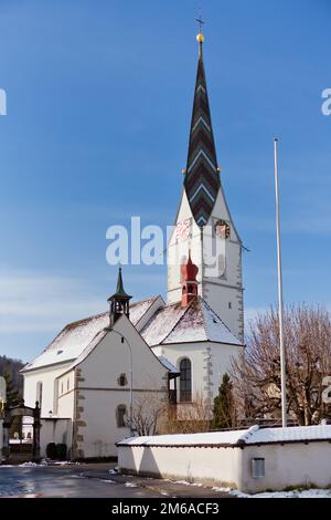 Reinach Village im Winter, Kanton Aargau, Schweiz Stockfoto