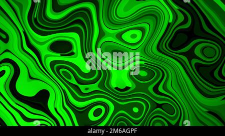 Abstrakter geometrischer Hintergrund mit flüssigen Formen. Grünes und schwarzes verlaufendes Hintergrunddesign. Stockfoto
