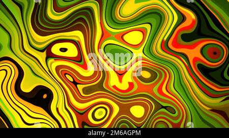 Cooler Hintergrund mit flüssigen Formen. Welliger, farbenfroher Hintergrund im 3D-Stil. Stockfoto