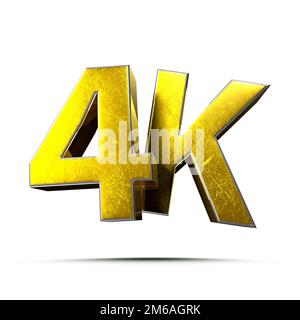 4K Gold 3D Abbildung auf weißem Hintergrund hat Arbeitspfad. Werbeschilder. Produktdesign. Produktverkäufe. Stockfoto