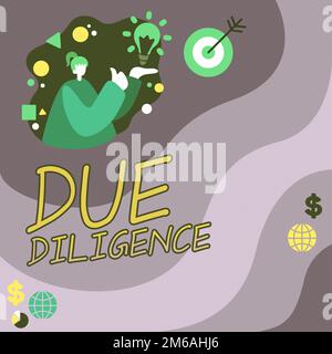 Unterschreiben Sie, um die Due Diligence anzuzeigen. Internetkonzept Vermeiden Sie es, andere Geschäftseigentum für eine Vereinbarung zu schädigen Stockfoto