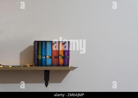 Harry Potter alle Bücher. Alle Teile der Harry-Potter-Bücher Stockfoto