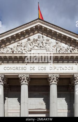 Spanischer Abgeordnetenkongress, Kongreso de los Diputados, Parlamentsgebäude Stockfoto