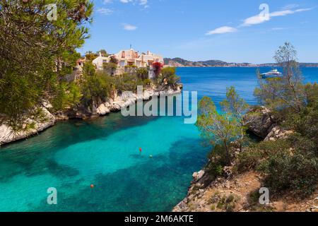 Blick auf Cala Fornells in Paguera, Mallorca Stockfoto