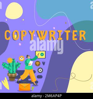 Inspiration für den Schriftsteller. Geschäftsübersicht Schreiben des Textes von Werbung oder Werbematerial Stockfoto